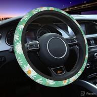 daisy car steering wheel cover: small size, universal fit, anti-slip, sweat absorbent - ideal automotive accessory for women & men, 15 inch логотип