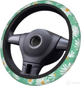 img 2 attached to Daisy Car Steering Wheel Cover: Small Size, Universal Fit, Anti-Slip, Sweat Absorbent - Ideal Automotive Accessory for Women & Men, 15 Inch