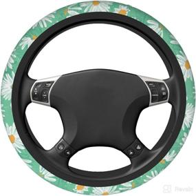 img 3 attached to Daisy Car Steering Wheel Cover: Small Size, Universal Fit, Anti-Slip, Sweat Absorbent - Ideal Automotive Accessory for Women & Men, 15 Inch