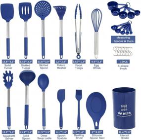 img 3 attached to 33-Piece Heat-Resistant Silicone Cooking Utensil Set For Nonstick Cookware - Blue