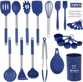 img 4 attached to 33-Piece Heat-Resistant Silicone Cooking Utensil Set For Nonstick Cookware - Blue