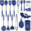 33-piece heat-resistant silicone cooking utensil set for nonstick cookware - blue logo