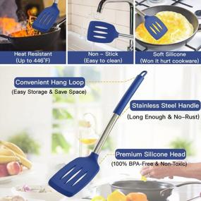 img 1 attached to 33-Piece Heat-Resistant Silicone Cooking Utensil Set For Nonstick Cookware - Blue