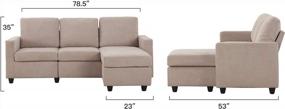 img 1 attached to HONBAY Convertible Sectional Sofa Couch, L-Shaped Linen Fabric Reversible Small Space Seating, Dark Beige
