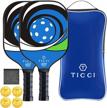 usapa approved pickleball paddle set - 2 premium graphite rackets, 4 balls & portable case bag gift kit for men women kids indoor/outdoor logo