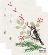 swedish sponge reusable dishcloth by ecologie: forest woodpecker design, 3 count - 6.5 x 8 in logo