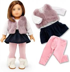 img 1 attached to 18-дюймовая кукольная одежда, набор нарядов для переодевания — 17 октября, повседневное платье и ботинки American Girl Christmas Santa