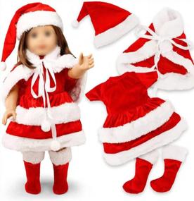 img 3 attached to 18” Doll Clothes Wardrobe Makeover Outfit Bundle - Oct17 American Girl Christmas Santa Casual Dress & Boots