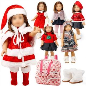 img 4 attached to 18” Doll Clothes Wardrobe Makeover Outfit Bundle - Oct17 American Girl Christmas Santa Casual Dress & Boots