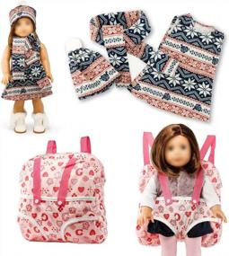 img 2 attached to 18” Doll Clothes Wardrobe Makeover Outfit Bundle - Oct17 American Girl Christmas Santa Casual Dress & Boots