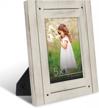 americanflat 5x7 rustic picture frame - aspen white textured wood & polished glass | horizontal/vertical wall & tabletop logo