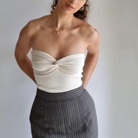 img 1 attached to Women'S Off-Shoulder Strapless Crop Top With Twist Knot Front And Crosscriss Backless Design