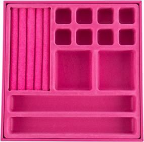 img 1 attached to JackCubeDesign Stackable Leather Jewelry Tray Earring Necklace Bracelet Ring Organizer Display Storage Box Set Of 3 Pink 10.3"X10.3"X1.3" MK337ABC