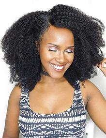 img 4 attached to 16 Дюймов 7 Шт. / Компл. Бразильские Девственные Человеческие Волосы Естественный Цвет Клип Ins Для Афроамериканских Женщин | Luwigs Afro Kinky Curly 4B 4C Clip In Hair Extensions