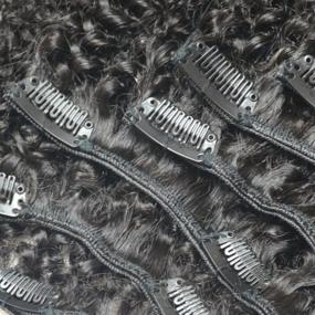 img 2 attached to 16 Дюймов 7 Шт. / Компл. Бразильские Девственные Человеческие Волосы Естественный Цвет Клип Ins Для Афроамериканских Женщин | Luwigs Afro Kinky Curly 4B 4C Clip In Hair Extensions