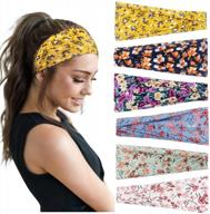 stylish and non-slip huachi women's headbands for yoga, workouts & summer, floral print, 6 pack логотип