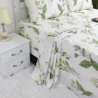 fadfay king size floral bedding set: premium 100% cotton with lavender, daisy, and botanical prints. elegant white and green leaves with deep pocket fitted sheets. 4-piece farmhouse style bedding. logo