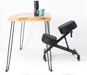 img 3 attached to SLEEKFORM Kneeling Chair - стул для домашнего офиса для поддержки осанки спины, удобные подушки, угловое сиденье с колесами Rolling Black