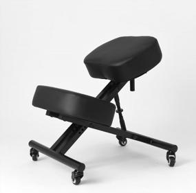 img 1 attached to SLEEKFORM Kneeling Chair - стул для домашнего офиса для поддержки осанки спины, удобные подушки, угловое сиденье с колесами Rolling Black