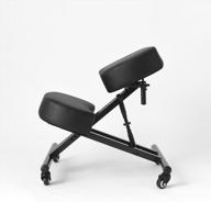 sleekform kneeling chair - home office desk stool for back posture support, comfortable cushions, angled seat with wheels rolling black logo