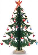 bestpysanky деревянная настольная рождественская елка с 32 миниатюрными рождественскими украшениями в немецком стиле высотой 12,5 дюймов логотип