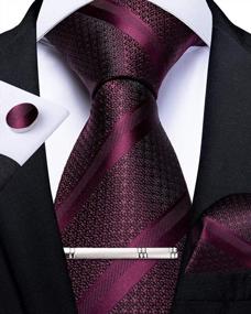 img 3 attached to Be Distinguished And Sophisticated With DiBanGu Men'S Silk Woven Stripe Tie Set For Formal Occasions