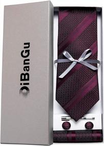 img 2 attached to Be Distinguished And Sophisticated With DiBanGu Men'S Silk Woven Stripe Tie Set For Formal Occasions
