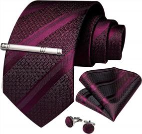 img 4 attached to Be Distinguished And Sophisticated With DiBanGu Men'S Silk Woven Stripe Tie Set For Formal Occasions