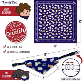 img 3 attached to 🐱 ToastyCat 2-Piece Matching Adult & Cat Bandana Set - Adjustable, Safe Breakaway Kitten Collar - Cute Navy Autumn Style Cat Design - Suitable for Small to Medium Sizes