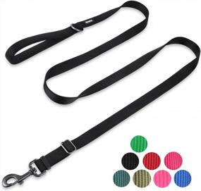 img 4 attached to 6Ft Obsidian Black Adjustable Leash For Medium-Large Dogs: Sturdy Nylon & Soft Neoprene Handle | Hyhug Pets