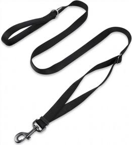 img 1 attached to 6Ft Obsidian Black Adjustable Leash For Medium-Large Dogs: Sturdy Nylon & Soft Neoprene Handle | Hyhug Pets