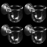๐ฟ enhance your aquarium with a 4 pack crystal glass plant pot - perfect for red shrimp, live plants, and fish tank decor logo