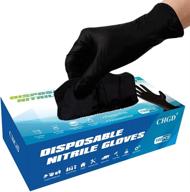 chgd nitrile black disposable gloves: 6mil latex free textured exam gloves for industrial & household use logo