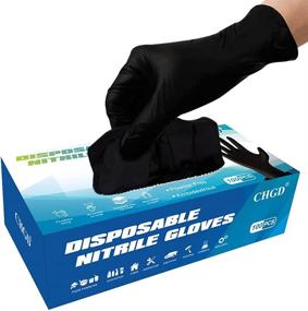 img 4 attached to CHGD Nitrile Black Disposable Gloves: 6mil Latex Free Textured Exam Gloves for Industrial & Household Use
