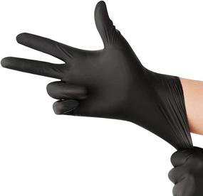 img 1 attached to CHGD Nitrile Black Disposable Gloves: 6mil Latex Free Textured Exam Gloves for Industrial & Household Use