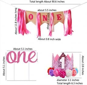 img 1 attached to Отпразднуйте первый день рождения вашей девочки с набором украшений Shalofer, включающим баннер, топпер для торта и шляпу с короной в розовом цвете-1St, One.