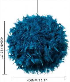 img 2 attached to Waneway Feather Lamp Shade For Ceiling Pendant Light, Lampshade For Table Lamp And Floor Lamp For Living Room, Bedroom, Wedding Or Party Decoration, Diameter 15.7 Inches, Teal