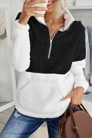 img 2 attached to Dokotoo женская мода 2022 г. молния 1/4 четверти с высоким воротником пушистый флис шерпа толстовка пуловер верхняя одежда S-XXL