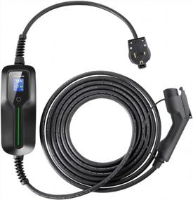 img 4 attached to SAE J1772 NEMA14-50 Plug Портативный зарядный кабель для электромобилей 220–240 В, 20 футов, шнур, переключаемый, 16A/24A/32A BESENERGY Level 2