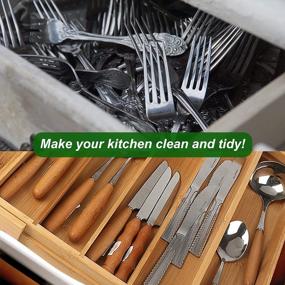 img 3 attached to BIGTREE Bamboo Cutlery Drawer Organizer - The Ultimate Solution For Organizing Kitchen Utensils