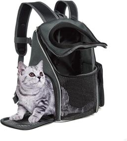img 3 attached to 🐱 Versatile and Secure Dark Grey Cat and Small Dog Carrier with Side Entrance, Safety Function, and Back Support - Ideal for Hiking and Travel