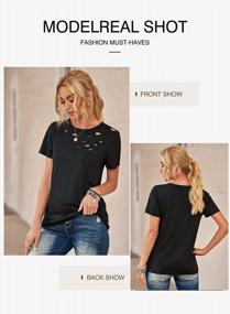 img 2 attached to Asvivid Women'S Ripped T-Shirt: Summer Short Sleeve Crewneck Fashion Top With Loose Fit