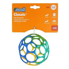 img 1 attached to Engage Your Baby'S Senses With The Bright Starts Oball Classic Easy-Grasp Toy - Blue/Green, Ideal For Newborn +