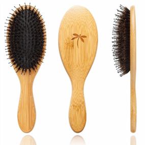 img 4 attached to Belula Boar Bristle Hair Brush: Detangle & Style Any Type Of Hair!