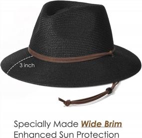 img 2 attached to Women'S Summer Straw Sun Hat Wide Brim Panama Fedora Beach Cap With Wind Lanyard UPF 50+ Protection