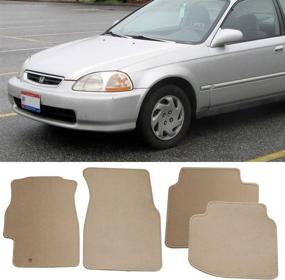 img 1 attached to 🚗 IKON MOTORSPORTS Beige 4PC Nylon Car Floor Mats - Compatible with 1996-2000 Honda Civic, Front & Rear Carpets