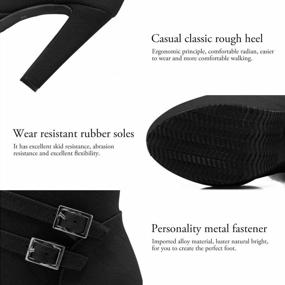 img 1 attached to Рыцарские сапоги на массивном высоком каблуке и платформе для женщин с пряжкой на щиколотке на шнуровке, идеальные для осени от ForeMode