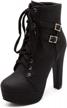 chunky high heel platform knight boots for women with lace-up ankle buckle, perfect for autumn by foremode logo
