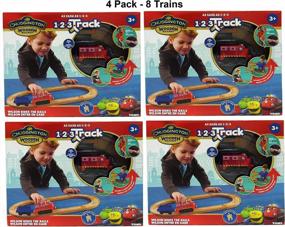 img 4 attached to Набор деревянных поездов - Rides The Rails Набор железнодорожных путей для начинающих, который легко собрать, идеальная железнодорожная игрушка для малышей - рельсы подходят для большинства наборов поездов (4 упаковки)