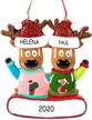personalized reindeer family christmas ornament (ugly sweater reindeer couple) logo